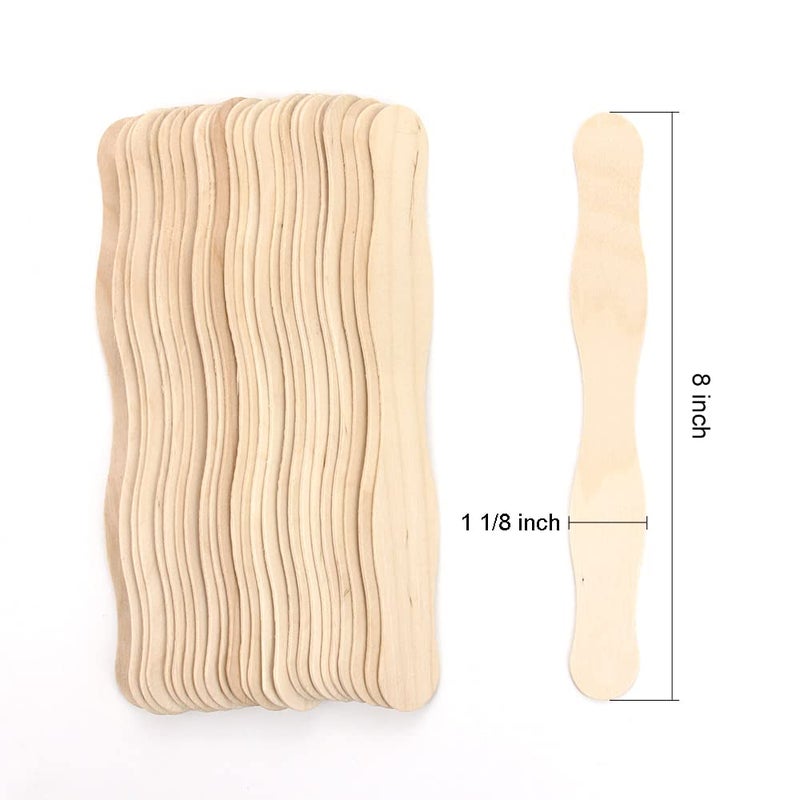 Kang&Chang 8" Wooden Craft Sticks - Wavy Fan Sticks, Fan Handles for DIY Crafts & Wedding Programs, 200 pcs - Image 2